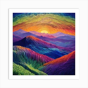 Op art, Blue mountains 2 Art Print