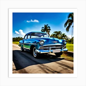 Classic Car On The Road 1 Art Print