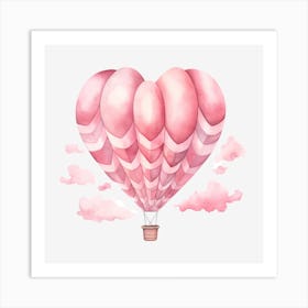 Pink Heart Balloon Art Print