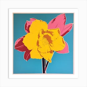 Daffodil 3 Pop Art Illustration Square Art Print