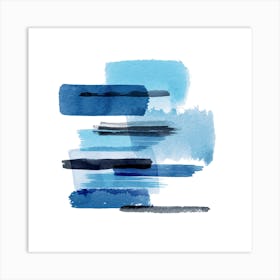 Big Watercolor Strokes Blue Square Art Print