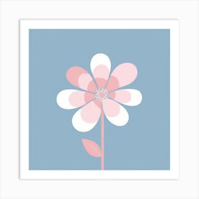 A White And Pink Flower In Minimalist Style Square Composition 15 Art Print