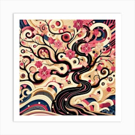 Abstract modernist sakura tree 2 Art Print
