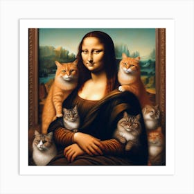 Mona lisa with Cat Art Print