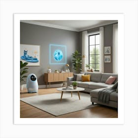 Living Room With A Robot Art Print