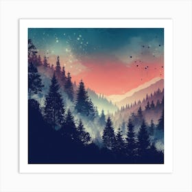 Mountain Treetops Views Art Print