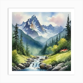 Waterfall In The Mountains II Art Print