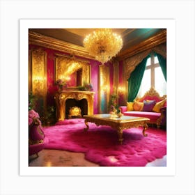 Futuristic Beautiful French Mansion Interior Glamo (27) Art Print