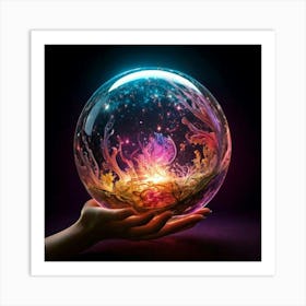 Firefly Magic Ball, Dark Background, Fairy Tale, Fairytale, Character Concept, Mystical, Enchanting, (2) Art Print