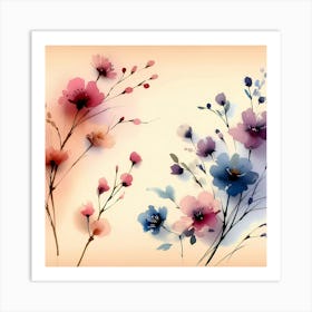 Watercolor Flowers 3 Art Print