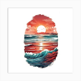 Sunset Over The Ocean Art Print