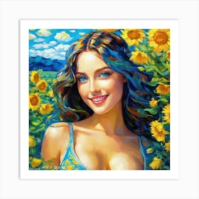 Sunflower Girlguu 1 Art Print