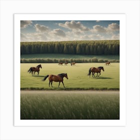 Horses In A Field 7 Art Print