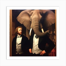 man with elephant man Art Print