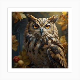 Owl In Autumn Art Print