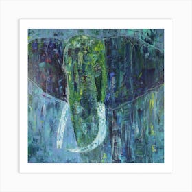 Elephant In Blues Art Print