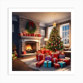 Christmas Tree In The Living Room 96 Art Print