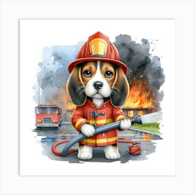 Beagle Firefighter~Reimagined Art Print