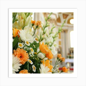 Festive Easter Decorations In A Church Traditional Art Print