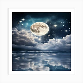 Full Moon Over Water Art Print