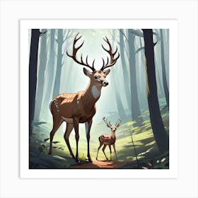 Deer In The Woods 16 Art Print