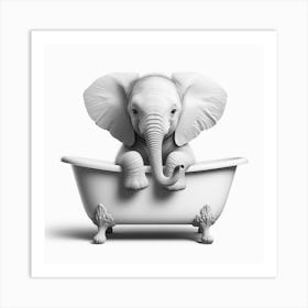 Elephant In A Bathtub Art Print