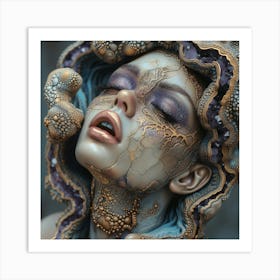 Mermaid portrait made of gemstones Art Print