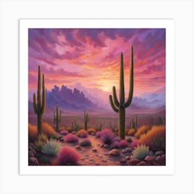 Sunset In The Desert Art Print