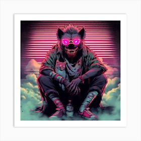 A badass hyena neon Art Print