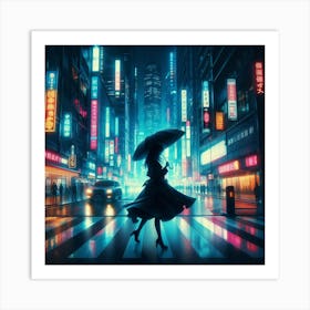 Girl Walking In The City Art Print