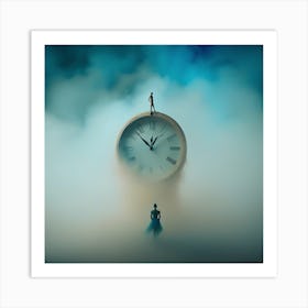 Clock In The Fog Art Print