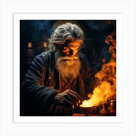 Wizard With Magic Wand Art Print