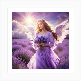 Angel In Lavender Field Art Print