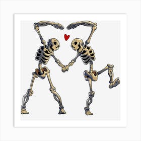 Dancing Skeleton Couple Heart Halloween Art Print