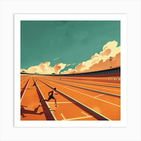 Illustration Of Runners Running On A Track Art Print