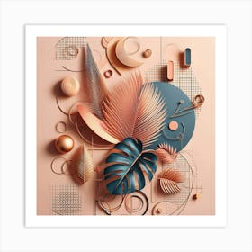 Aesthetic style, Abstraction with tropical leaf 9 Art Print