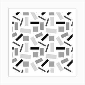 Shapely Black White Geometric Abstract 1 Art Print