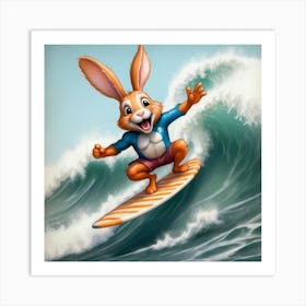 Bunny Surfboard 2 Art Print