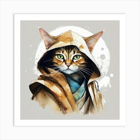 Persian Cat As A Jedi  Art Print Art Print