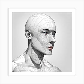 3d Human Head Art Print