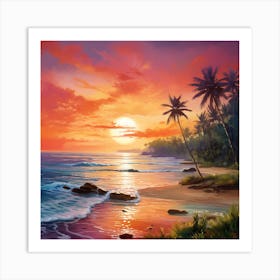 Sunset At The Beach Art Print