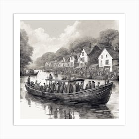 Boat On A River Art Print