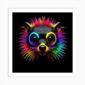 Neon Raccoon 3 Art Print