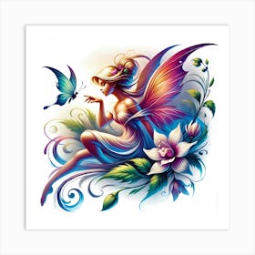 Fairy With Butterfly Art Print