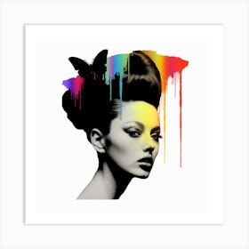 Rainbow Woman With Butterfly Art Print