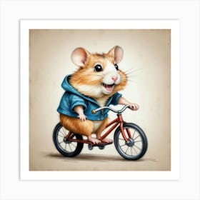 Hamster Riding A Bike Art Print