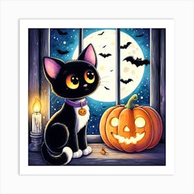 Halloween Cat Art Print