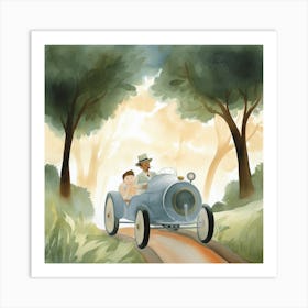 Boy In A Car Art Print