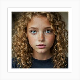 Portrait Of A Girl With Freckles 1 Art Print