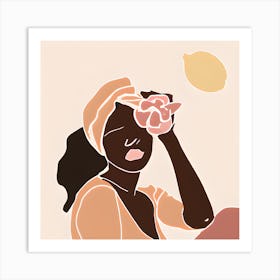 Portrait Of A Woman Holding A Lemon Art Print